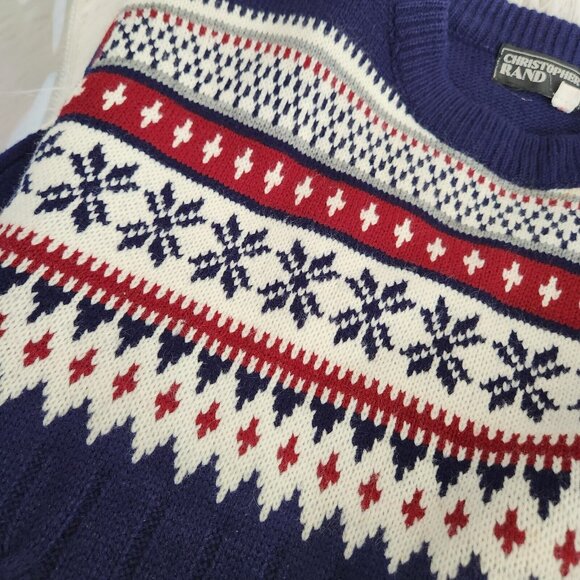 VTG‎ Christopher Rand Men's XL Acrylic Knit Ski Sweater Fairy Isle Birds Eye - Picture 15 of 16